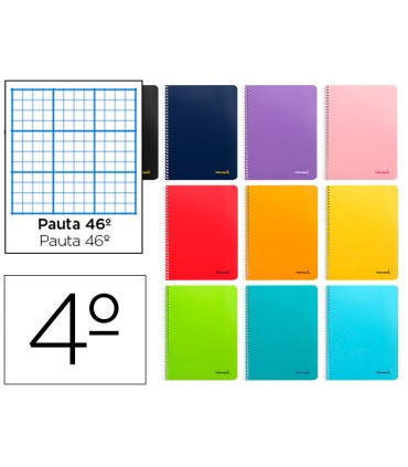 Cuaderno espiral liderpapel cuarto smart tapa blanda 80h 60gr rayado nº46 colores surtidos